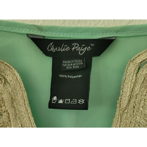 Charlie Paige Womens Turquoise Embroidered One Size Swim Cover Up Tunic Beach - Picture 7 of 11